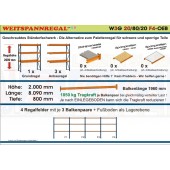 Weitspannregal W3G 20/80-20F4 Länge 8090 mm